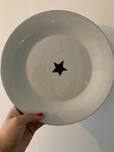6 Assiettes en porcelaine blanche avec une étoile noire peinte à la main