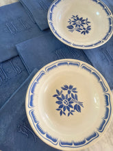 Charger l&#39;image dans la galerie, 8 serviettes damassées vintage teintées en bleus