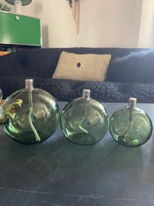 Lampe à huile en verre transparente de couleur verte (taille s)