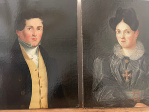 Portraits d’un jeune couple École française du 19ème siècle