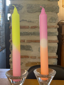 Trio bougies tye and dye rose et jaune